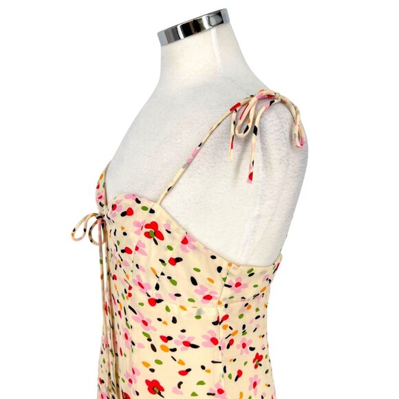 Princess Polly Karla Printed Tie Mini Dress Cream Multicolor Size 10 - Picture 4 of 12